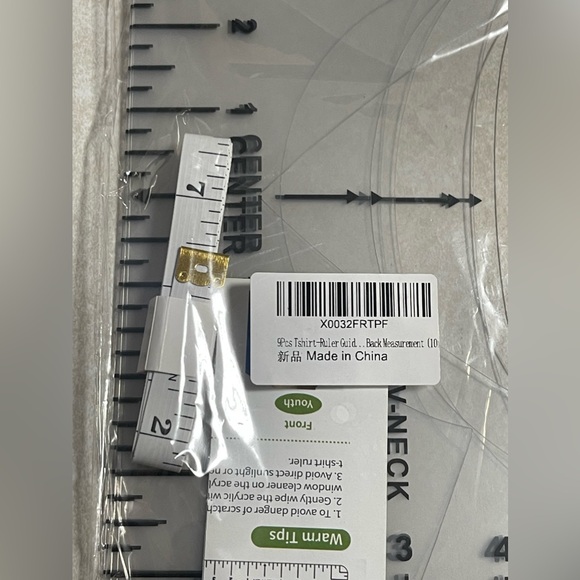 9Pcs Tshirt-Ruler Guide to Center Vinyl, Transparent V-Neck/Round PVC Ruler - Picture 2 of 5